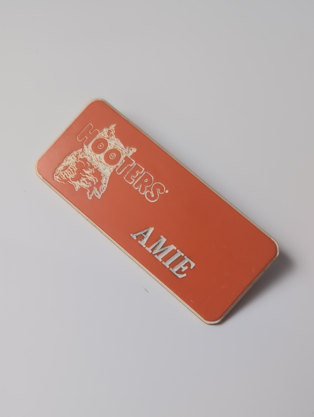 Hooters Orange Staff Name Badge with White Lettering